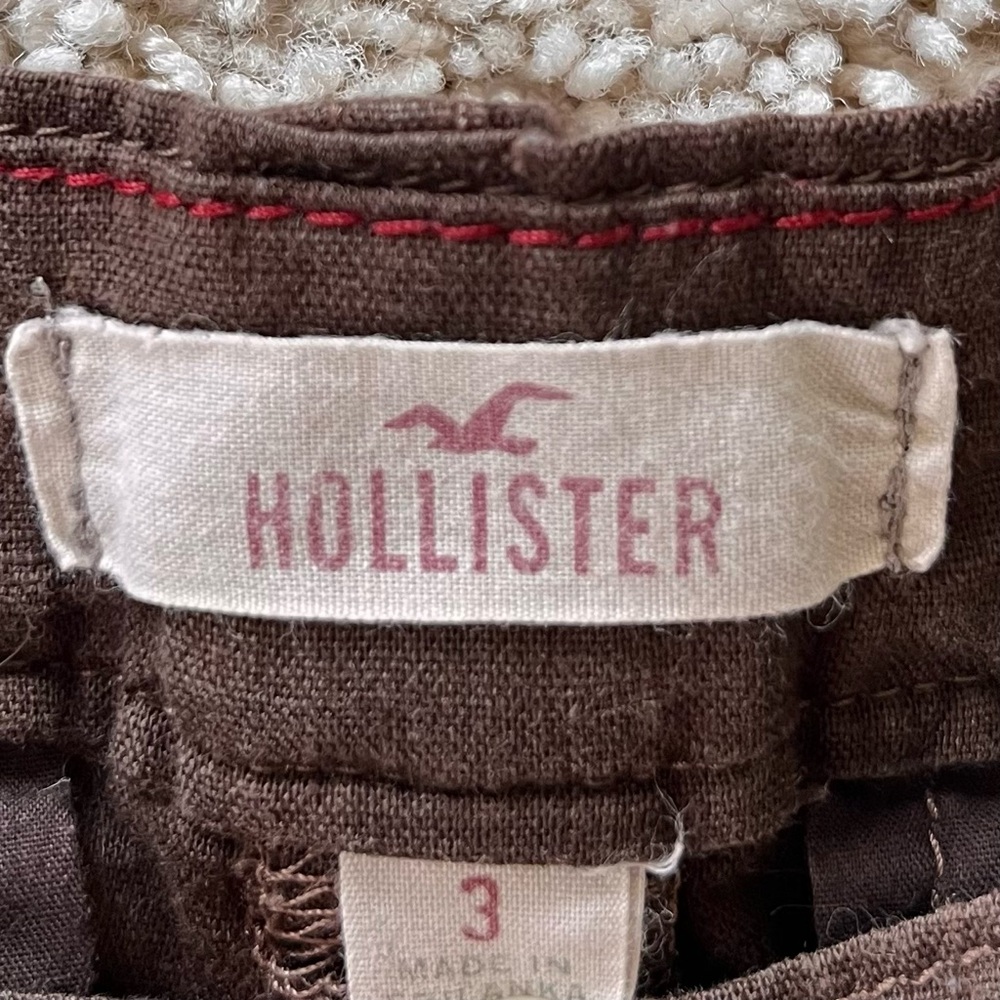 Vintage Y2K Hollister Linen Cargo Capri Pants XS Brown Low Rise Preppy - Picture 11 of 11